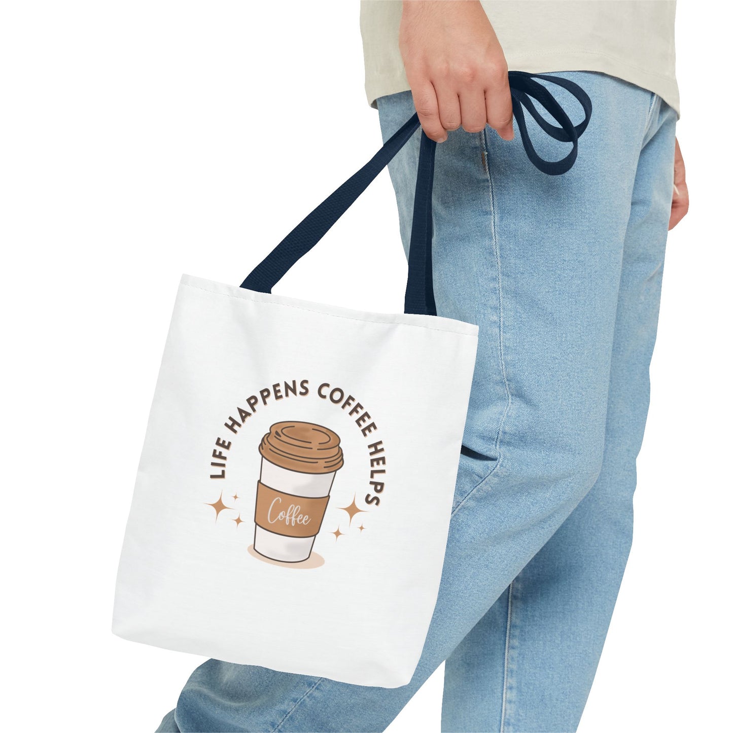 Coffee Lovers Tote Bag - 'Life Happens, Coffee Helps' | Stylish, Eco-Friendly Shopping Bag
