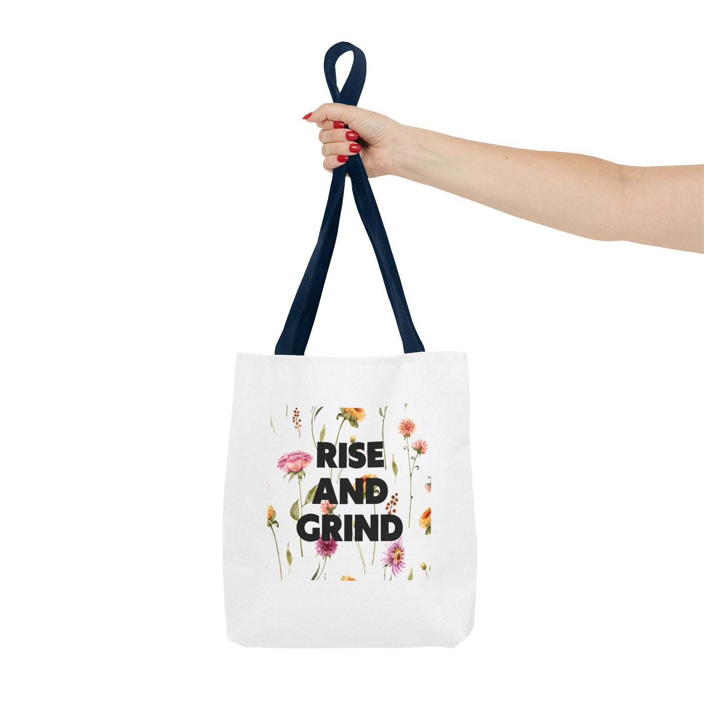 Sac fourre-tout à motif floral – Sac de motivation « Rise and Grind » pour une inspiration quotidienne