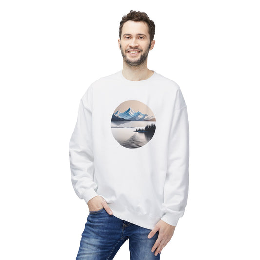 Mountain Landscape Fleece Crewneck Sweatshirt | Unisex Midweight Cozy Pullover