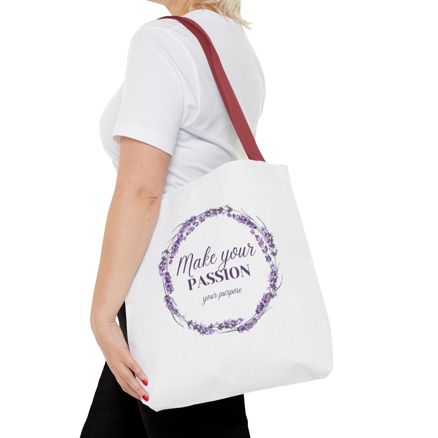 Sac fourre-tout floral motivant - « Faites de votre passion votre objectif »