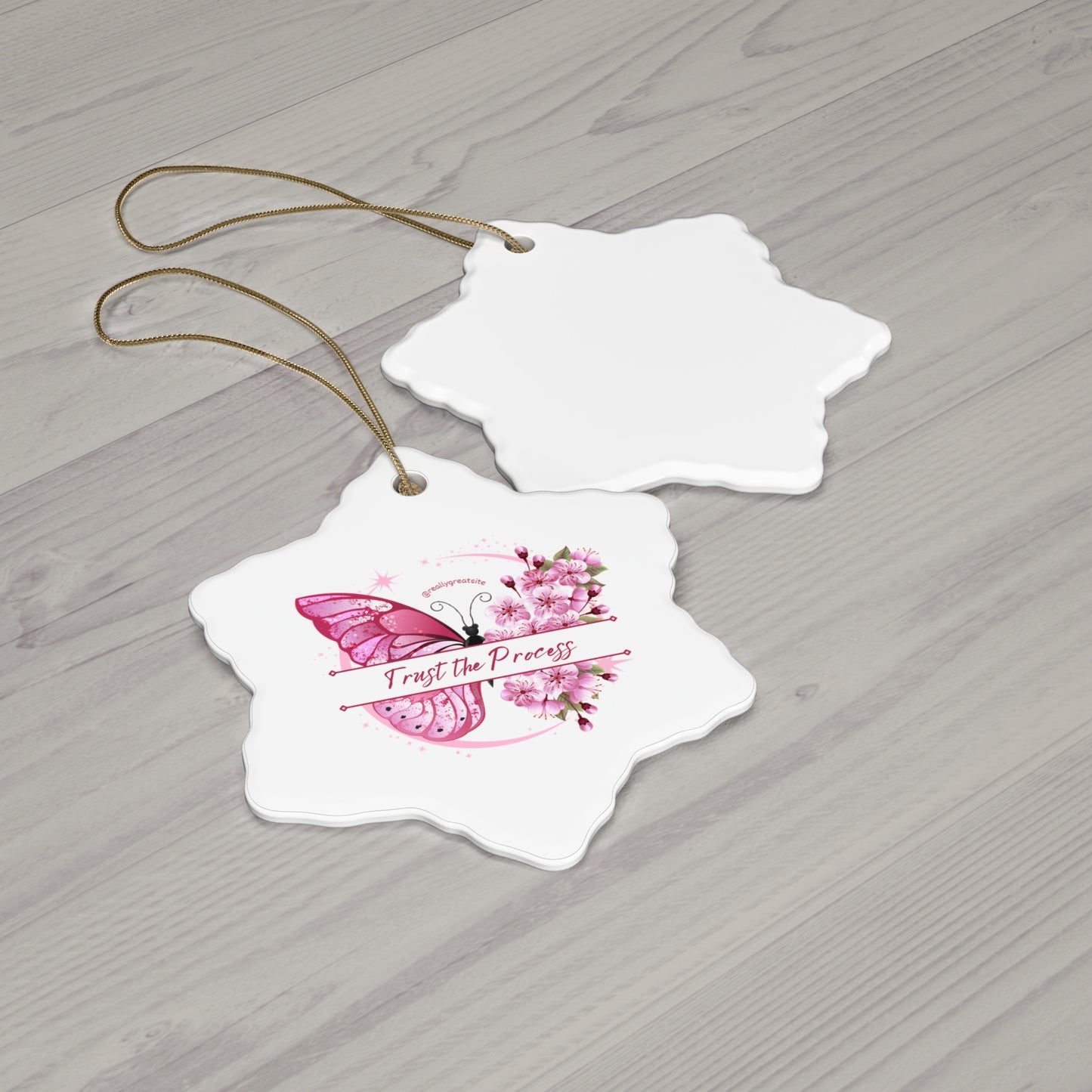 Inspirational Butterfly Ceramic Ornament - "Trust the Process" | Motivational Decor