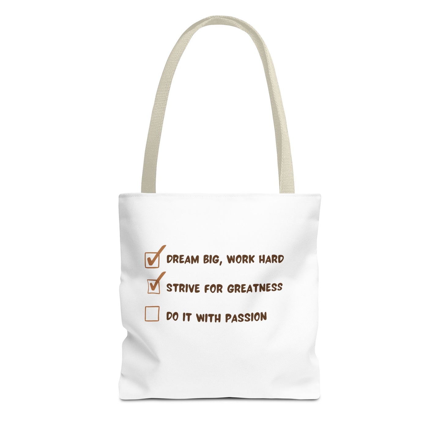 Motivational Tote Bag - Dream Big, Work Hard, Passion | Inspirational Canvas Carryall