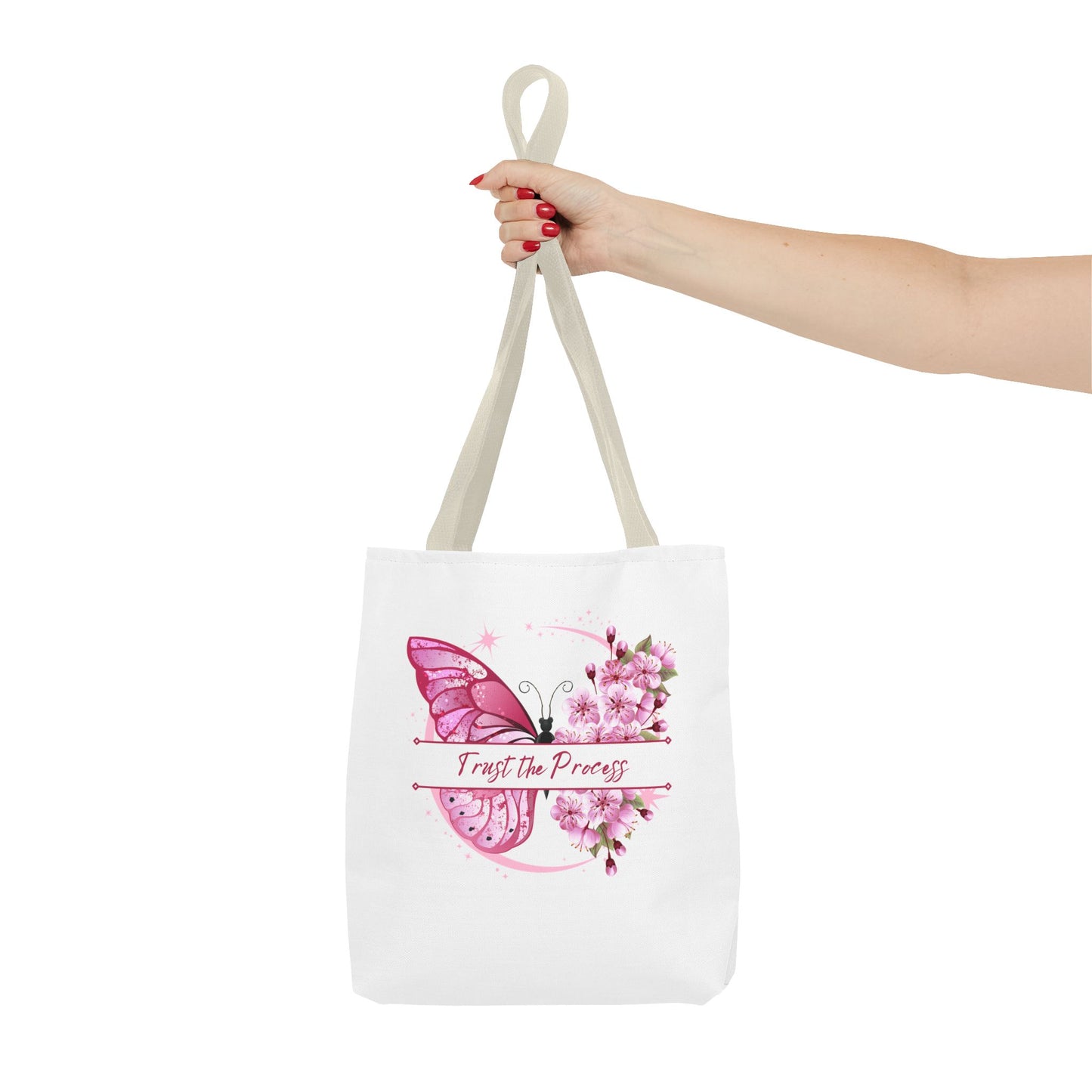 Trust the Process Butterfly Tote Bag | Floral Design for Inspirational Gift