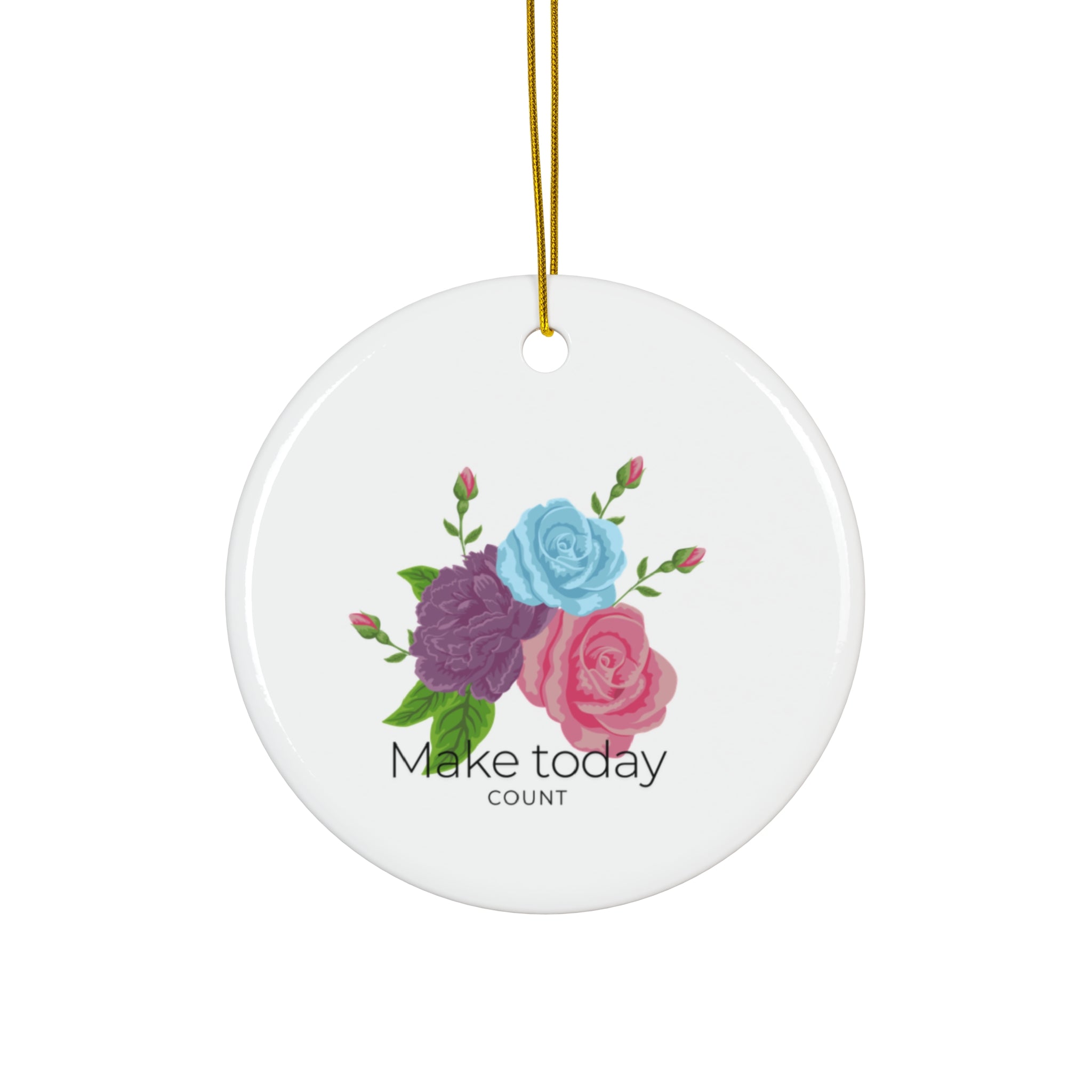Floral Motivational Ceramic Ornaments -