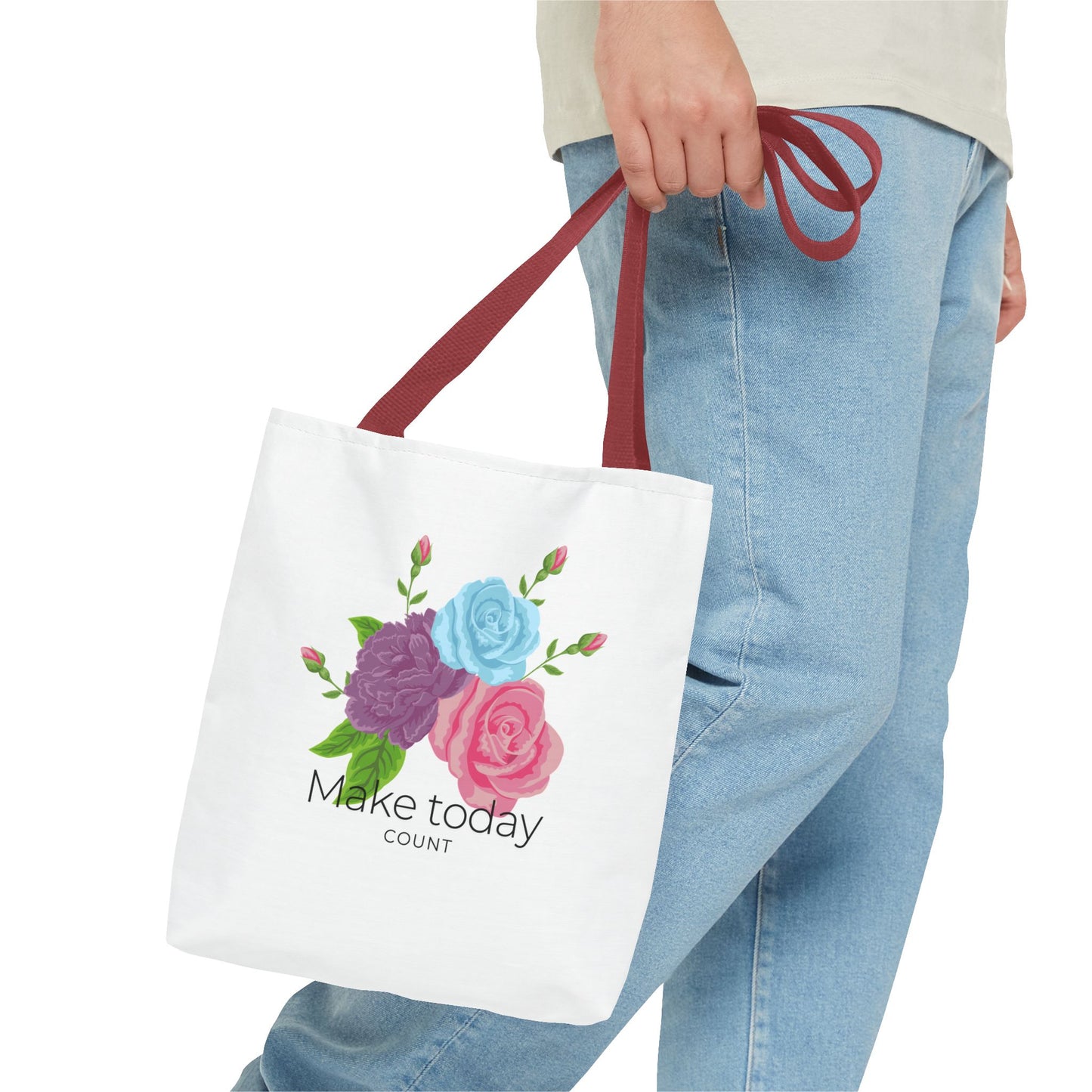 Inspirational Floral Tote Bag - Make Today Count | Stylish and Practical