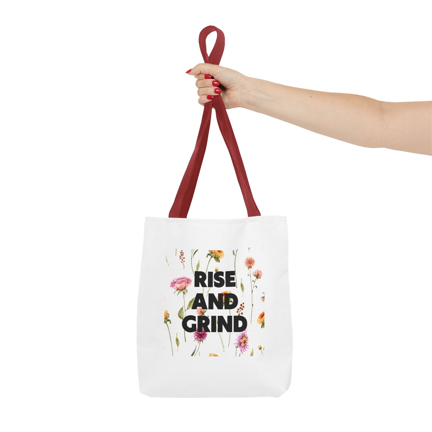 Sac fourre-tout à motif floral – Sac de motivation « Rise and Grind » pour une inspiration quotidienne