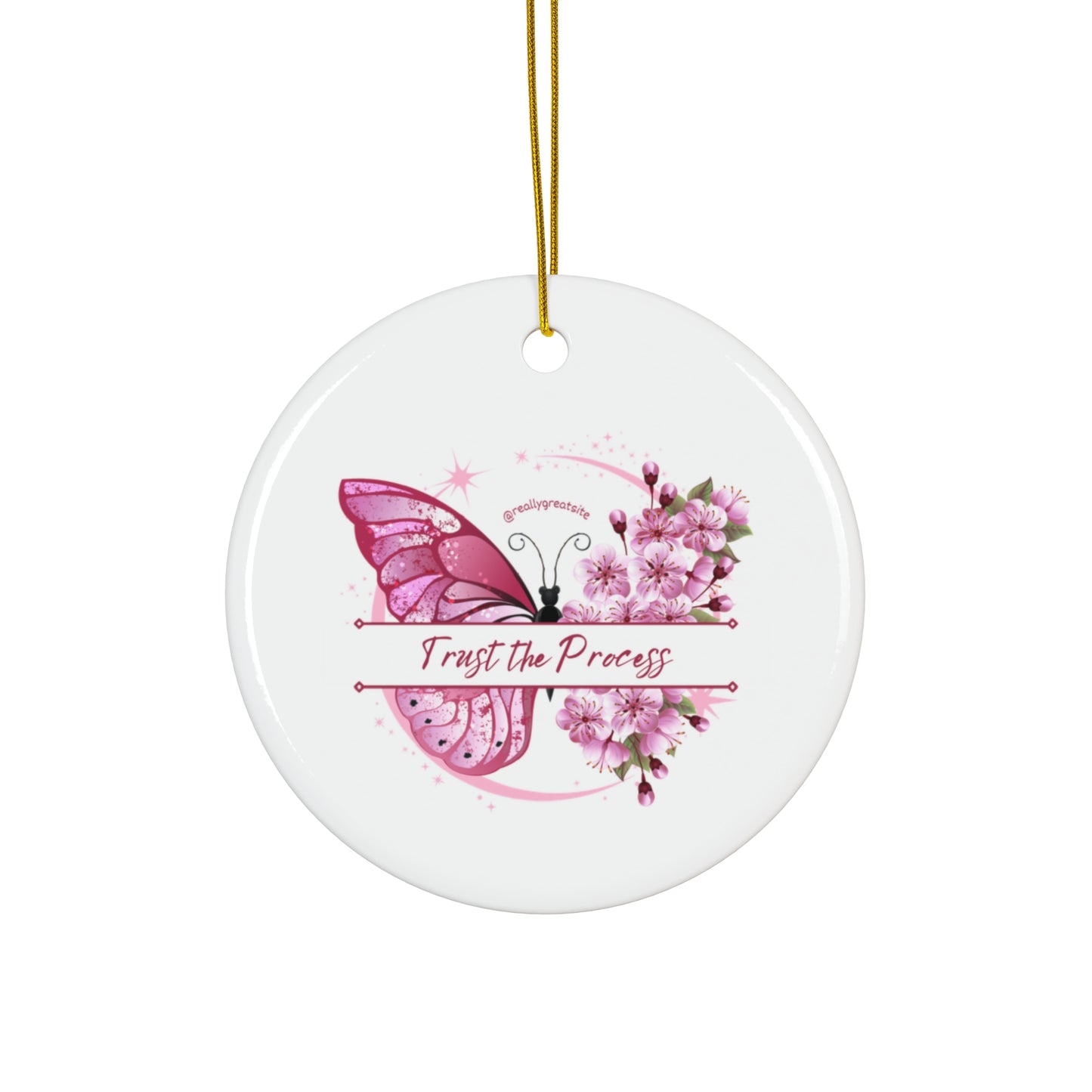 Inspirational Butterfly Ceramic Ornament - "Trust the Process" | Motivational Decor