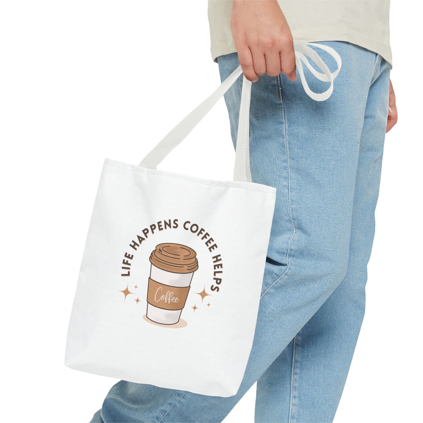 Coffee Lovers Tote Bag - 'Life Happens, Coffee Helps' | Stylish, Eco-Friendly Shopping Bag