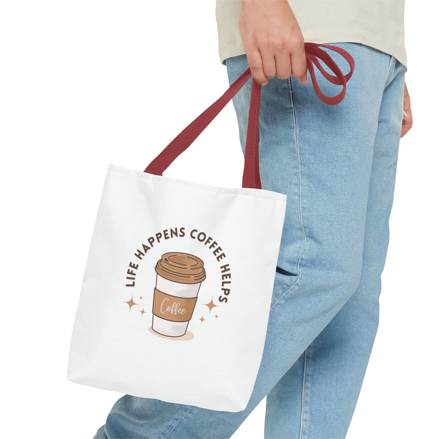 Coffee Lovers Tote Bag - 'Life Happens, Coffee Helps' | Stylish, Eco-Friendly Shopping Bag