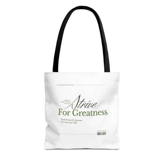 Motivational Tote Bag - Strive for Greatness | Inspirational Daily Carry Canvas Bag
