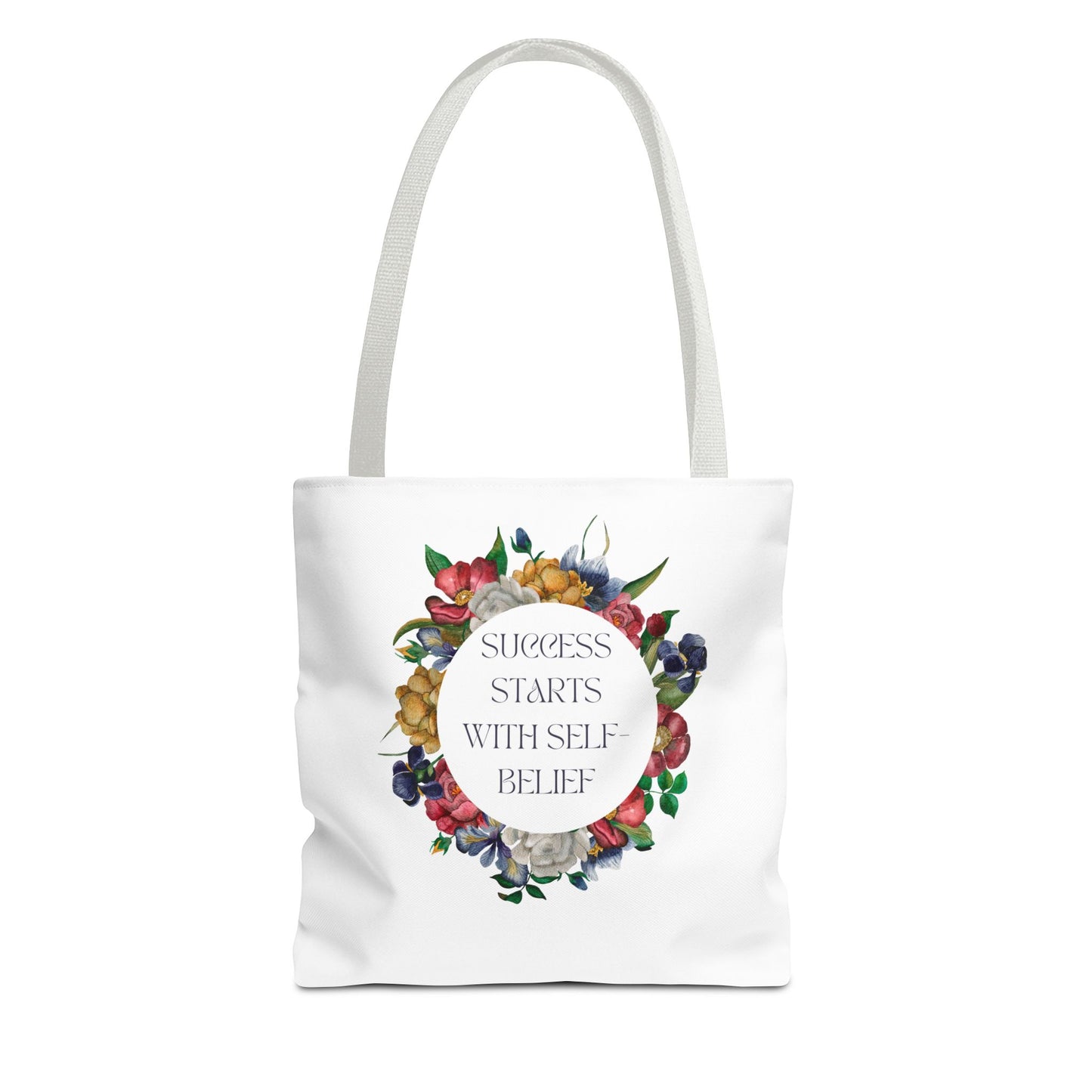 El éxito comienza con la confianza en uno mismo Bolsa de mano con diseño floral