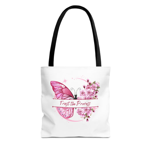 Trust the Process Butterfly Tote Bag | Floral Design for Inspirational Gift