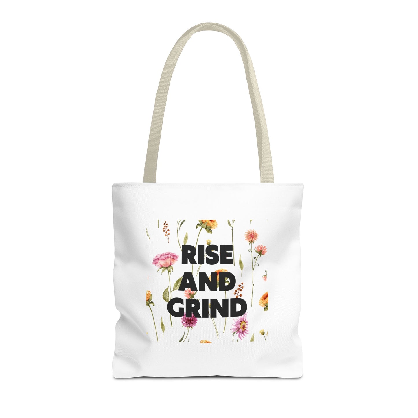 Sac fourre-tout à motif floral – Sac de motivation « Rise and Grind » pour une inspiration quotidienne
