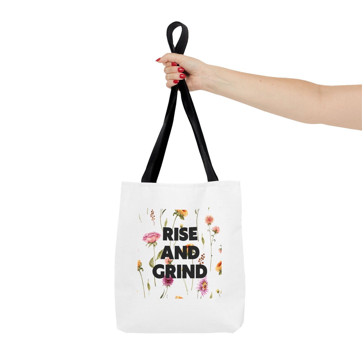 Sac fourre-tout à motif floral – Sac de motivation « Rise and Grind » pour une inspiration quotidienne