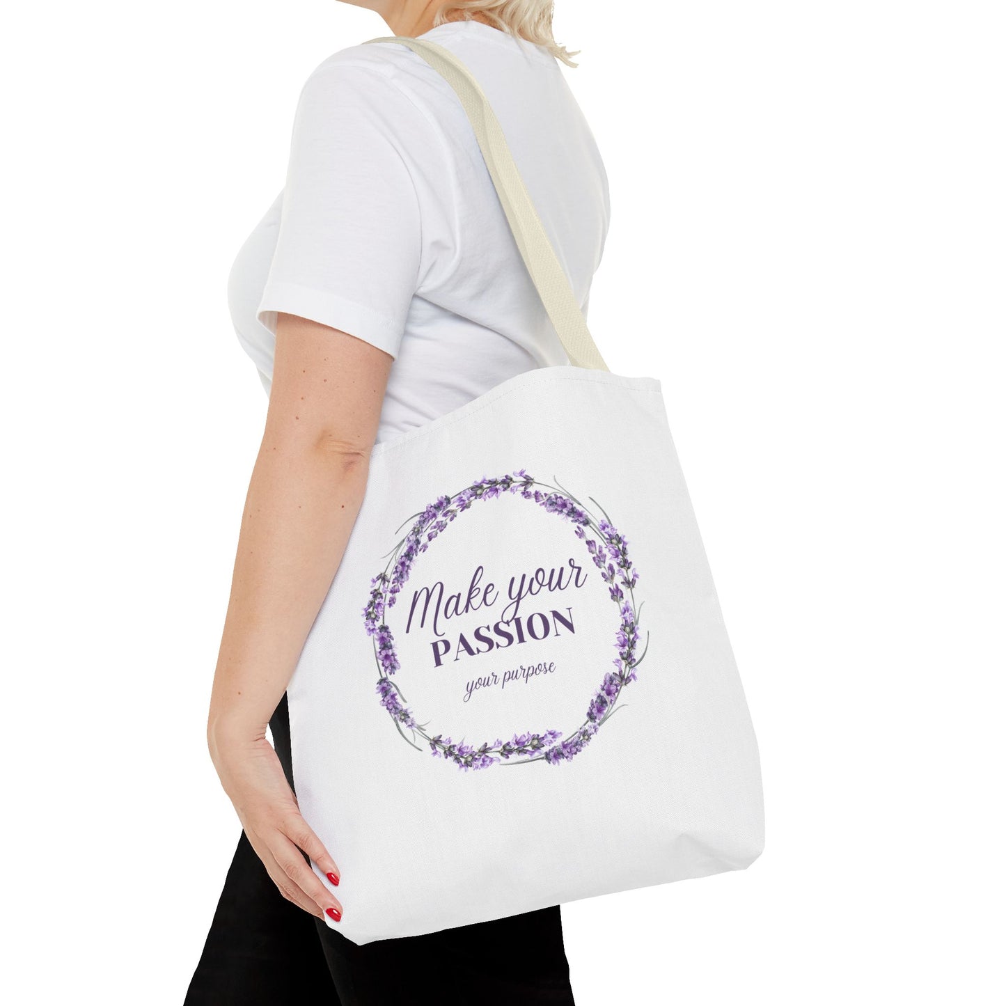 Sac fourre-tout floral motivant - « Faites de votre passion votre objectif »