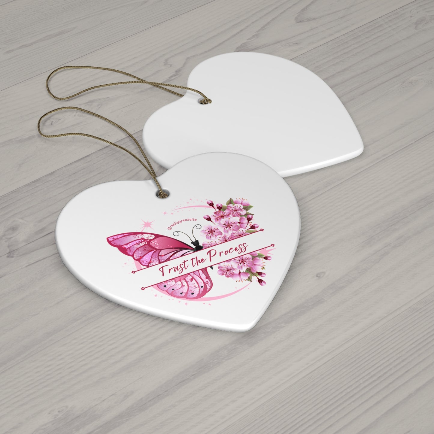 Inspirational Butterfly Ceramic Ornament - "Trust the Process" | Motivational Decor