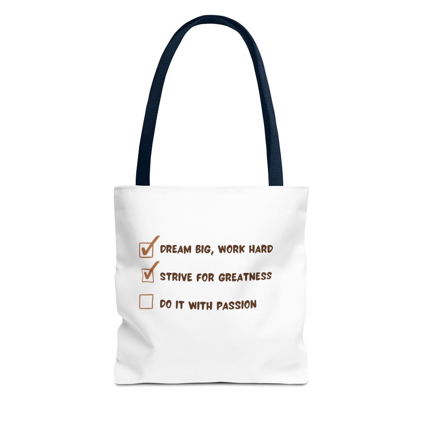 Motivational Tote Bag - Dream Big, Work Hard, Passion | Inspirational Canvas Carryall