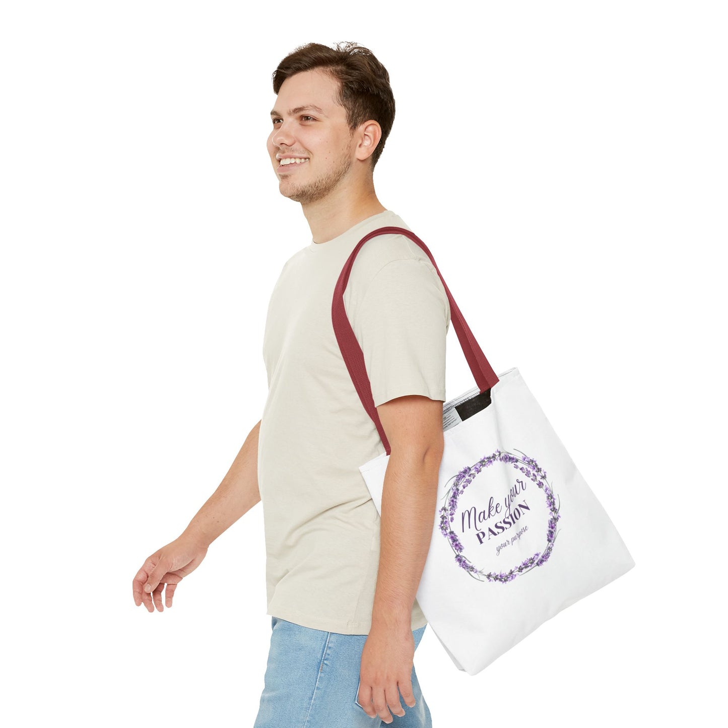 Sac fourre-tout floral motivant - « Faites de votre passion votre objectif »