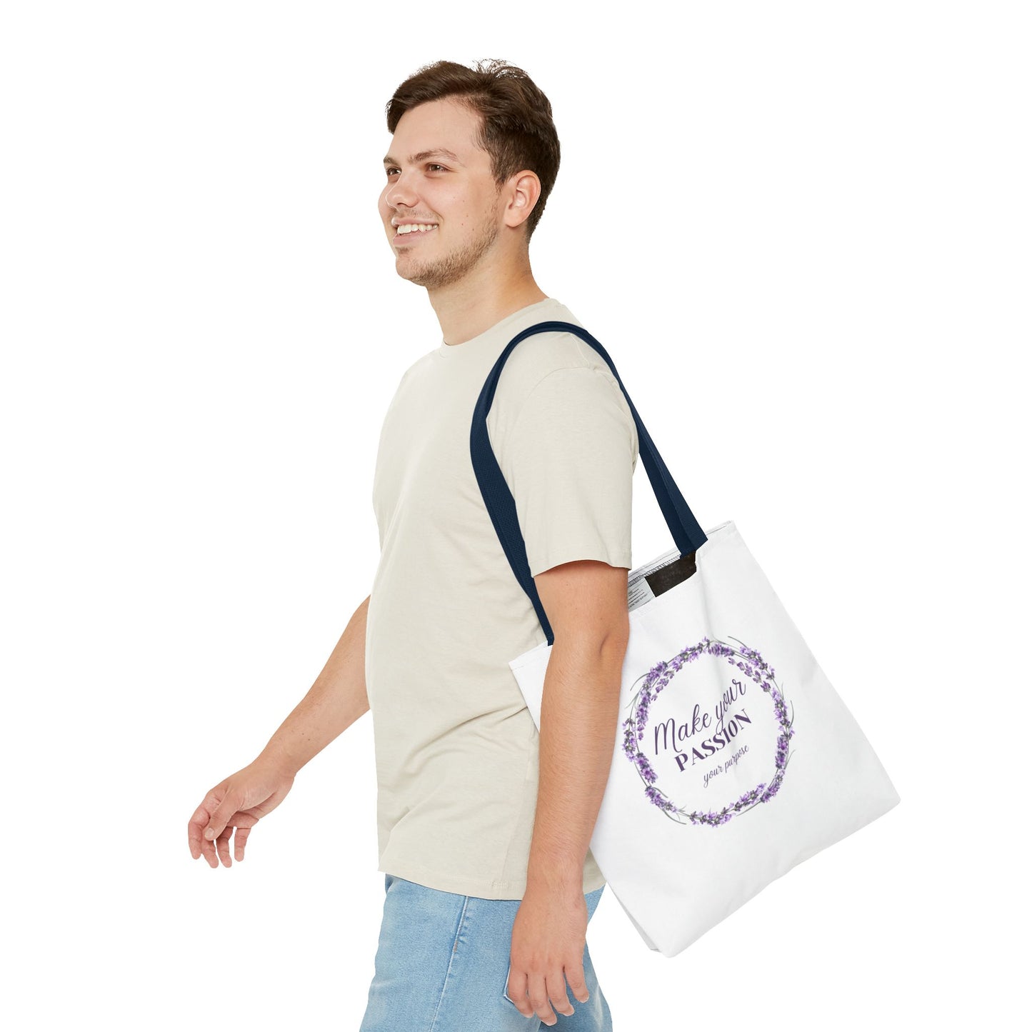 Sac fourre-tout floral motivant - « Faites de votre passion votre objectif »