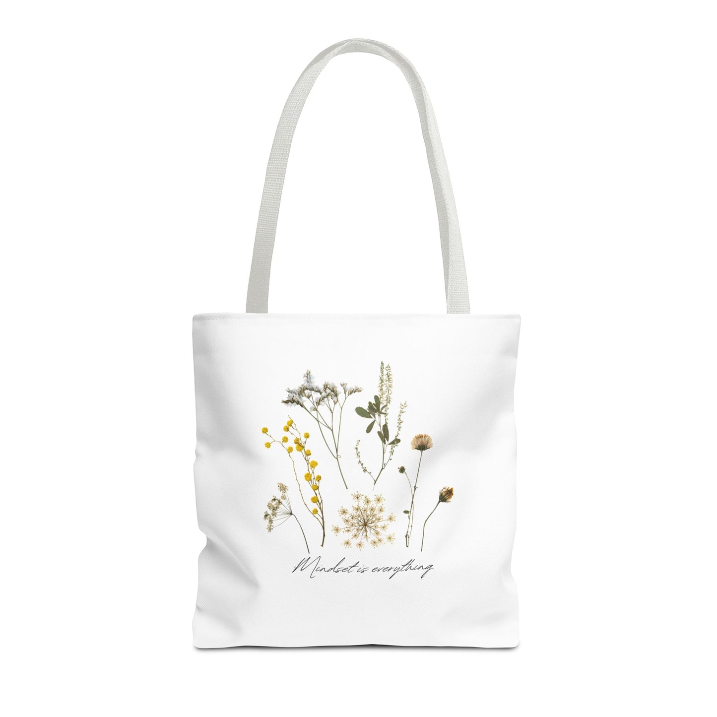 Motivational Floral Tote Bag – Inspirational Art Tote with Mindfulness Design for a Relaxing, Positive Vibe