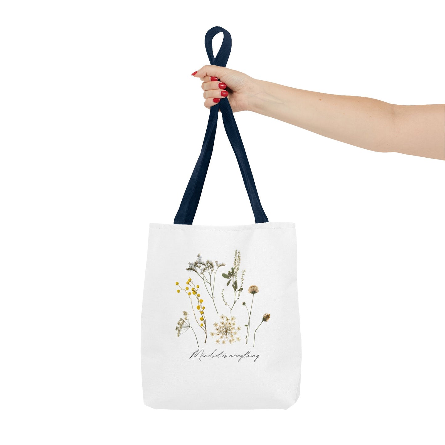 Motivational Floral Tote Bag – Inspirational Art Tote with Mindfulness Design for a Relaxing, Positive Vibe