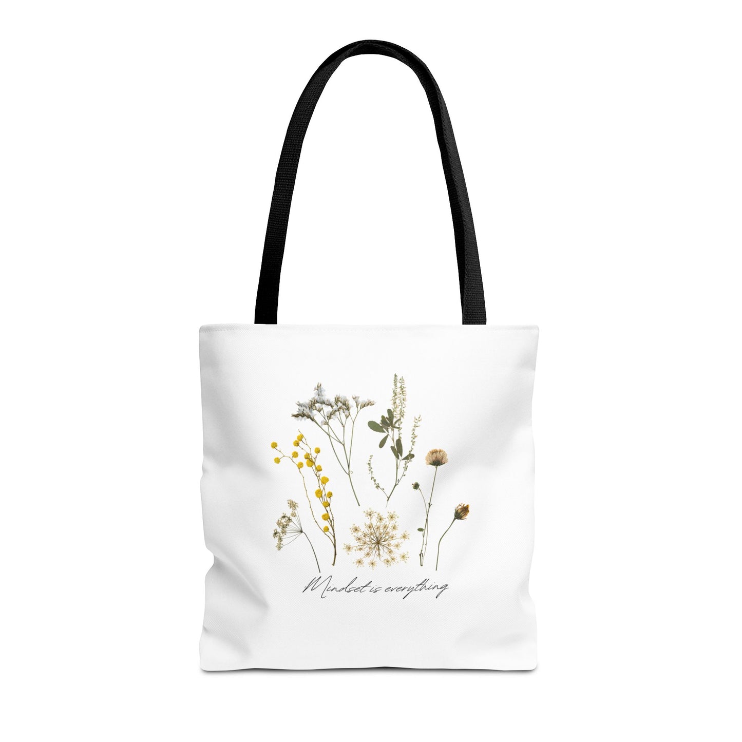 Motivational Floral Tote Bag – Inspirational Art Tote with Mindfulness Design for a Relaxing, Positive Vibe