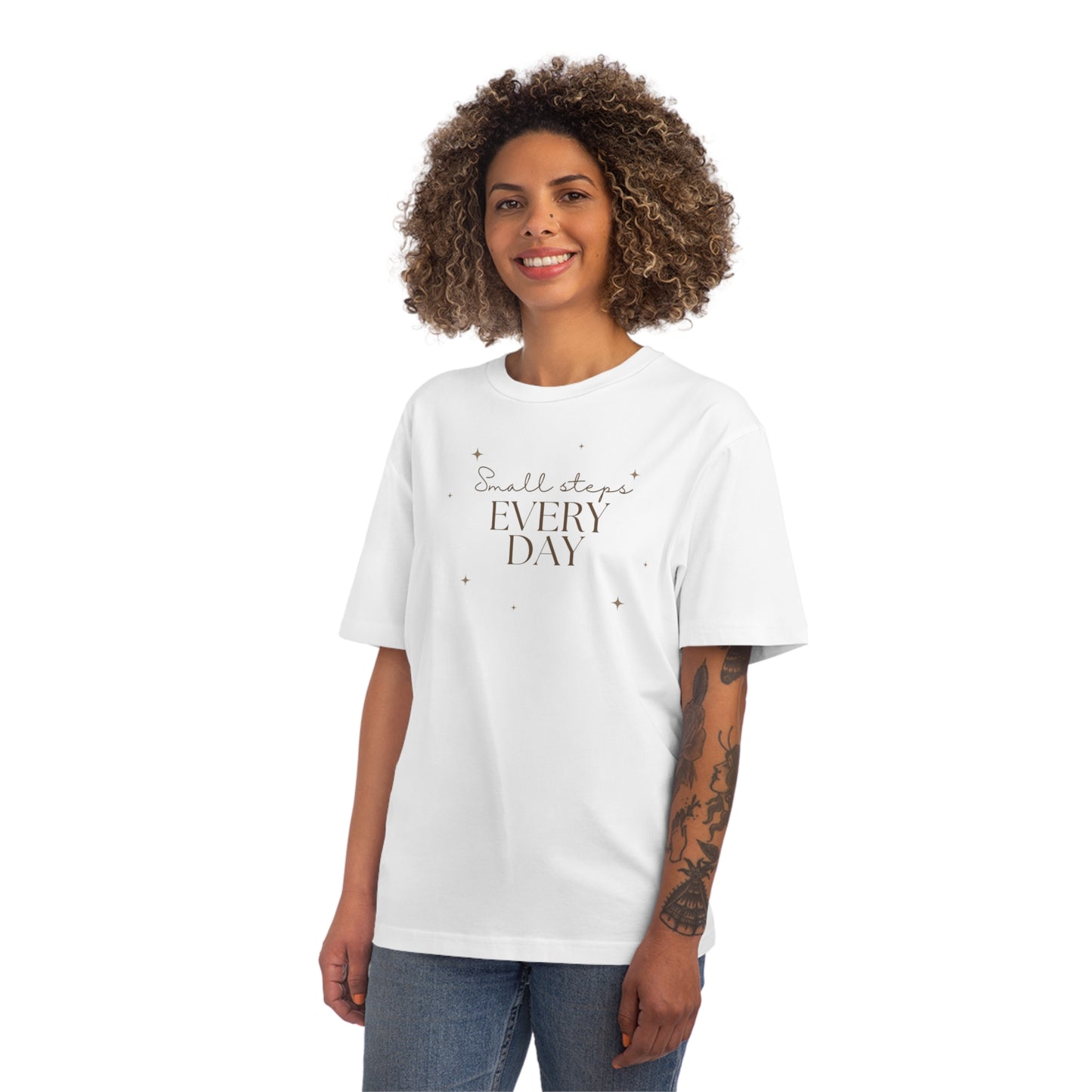 T-shirt unisexe inspirant – « Petits pas chaque jour » – T-shirt graphique motivant