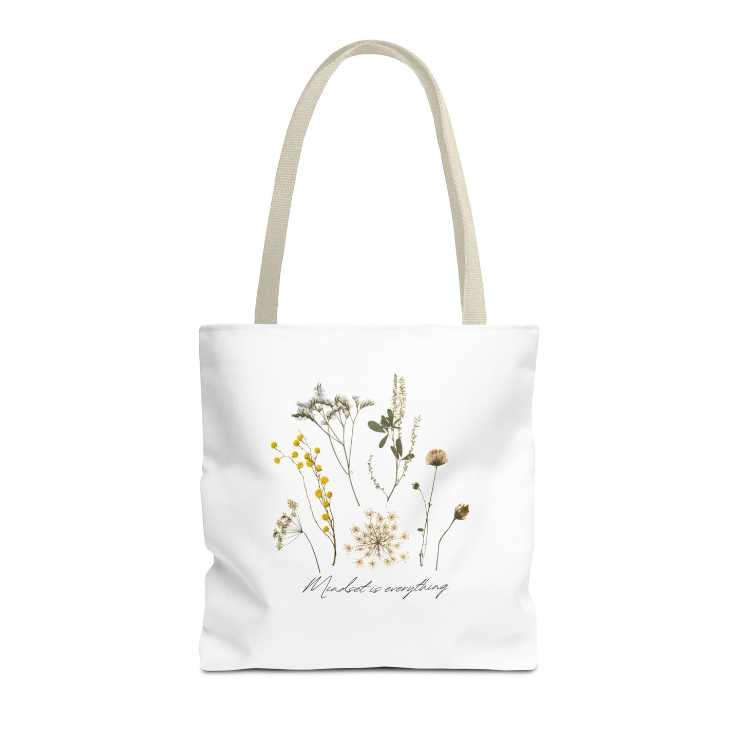 Motivational Floral Tote Bag – Inspirational Art Tote with Mindfulness Design for a Relaxing, Positive Vibe