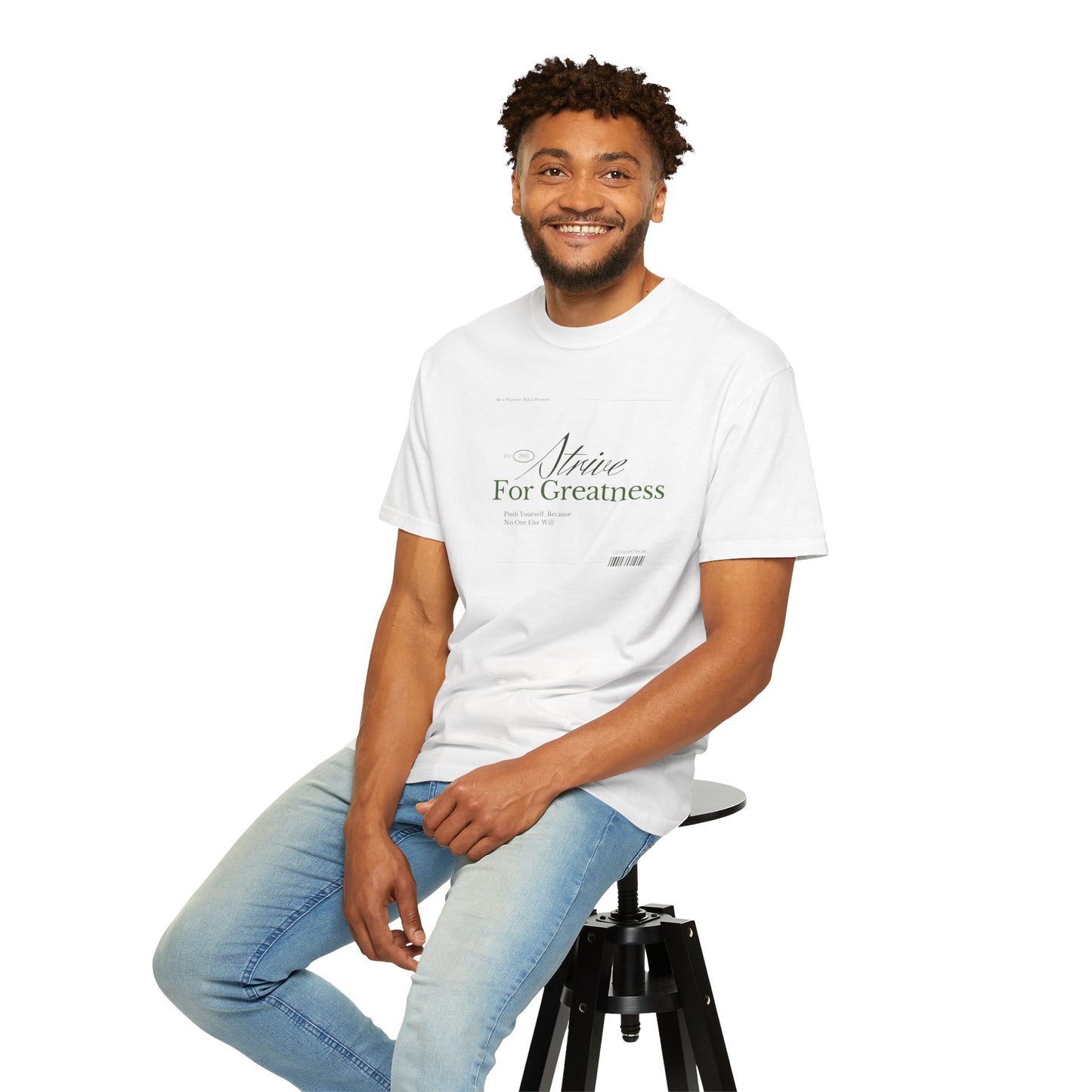 Motivational Garment-Dyed Tee - 'Strive For Greatness' | Unisex Comfort