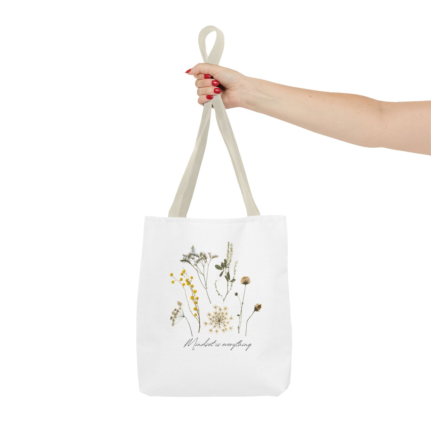 Motivational Floral Tote Bag – Inspirational Art Tote with Mindfulness Design for a Relaxing, Positive Vibe