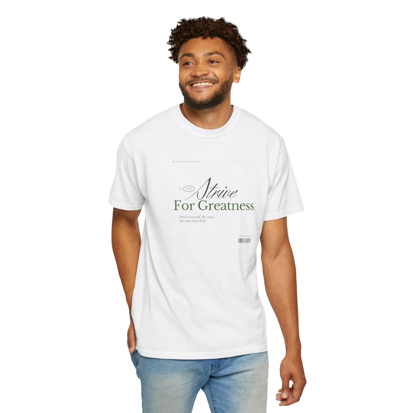 Motivational Garment-Dyed Tee - 'Strive For Greatness' | Unisex Comfort