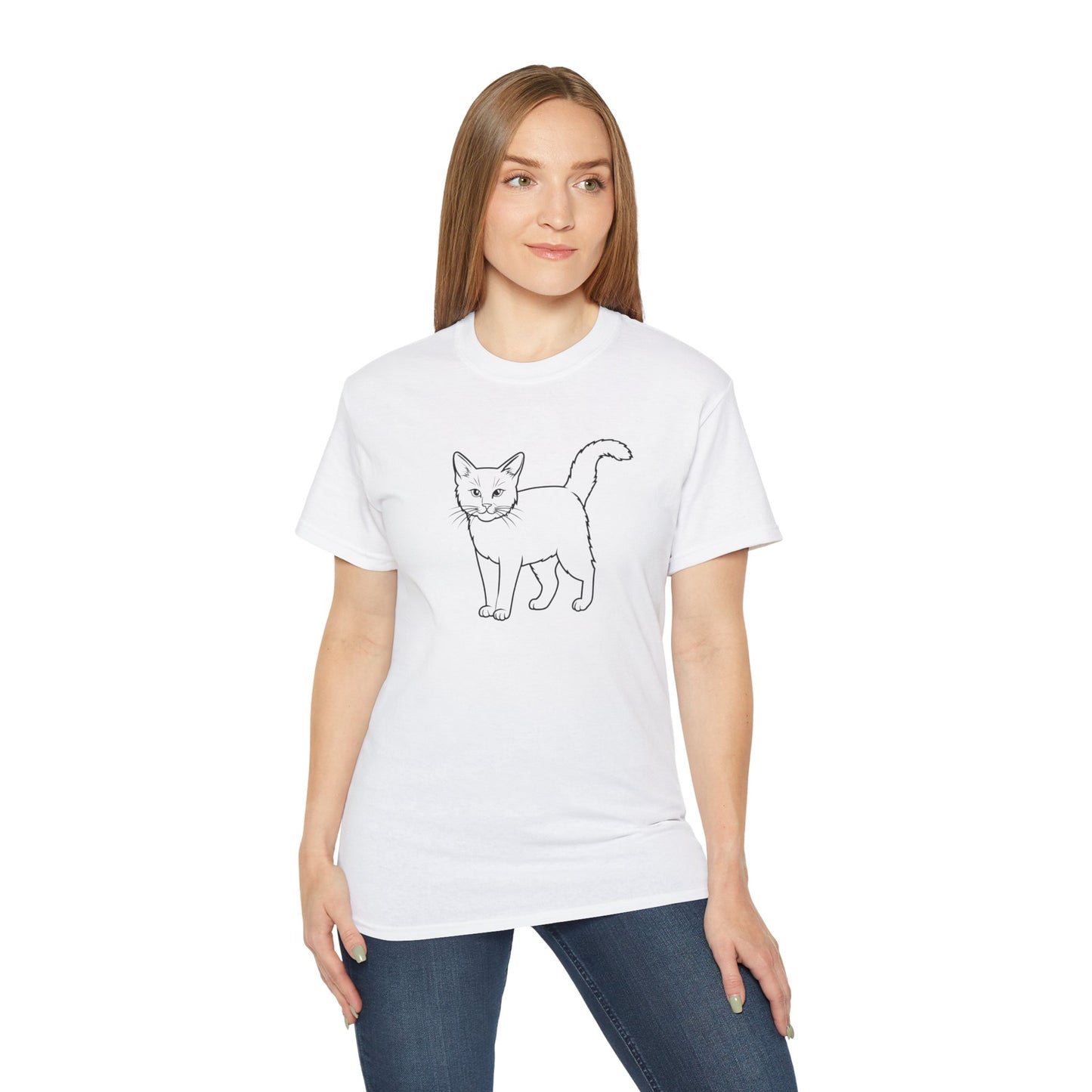 Bonita camiseta unisex de algodón ultrafino con diseño de gato: regalo perfecto para los amantes de los gatos