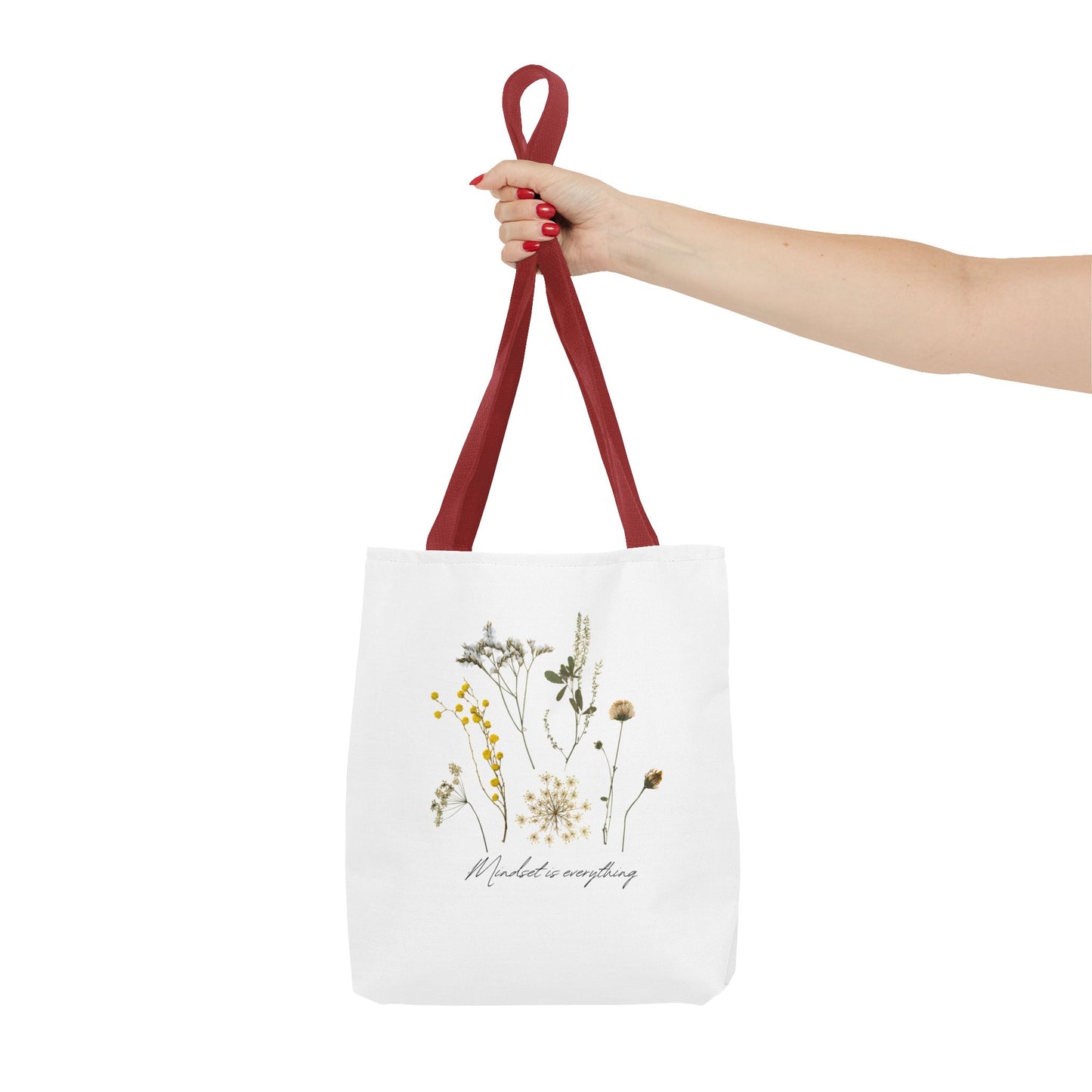 Motivational Floral Tote Bag – Inspirational Art Tote with Mindfulness Design for a Relaxing, Positive Vibe