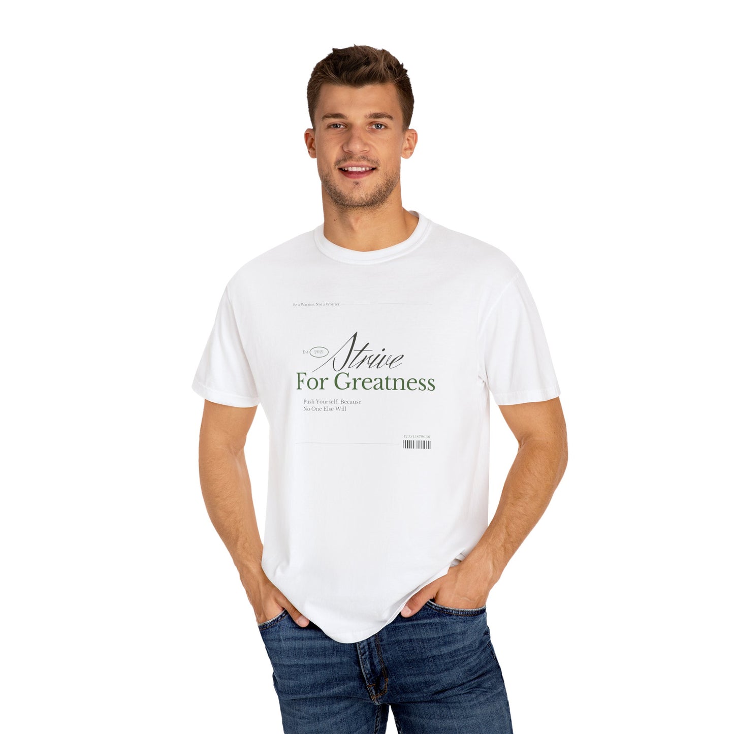 Motivational Garment-Dyed Tee - 'Strive For Greatness' | Unisex Comfort
