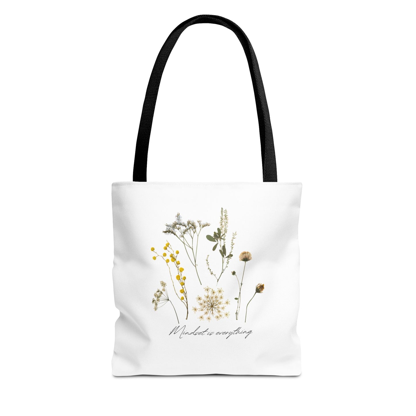 Motivational Floral Tote Bag – Inspirational Art Tote with Mindfulness Design for a Relaxing, Positive Vibe