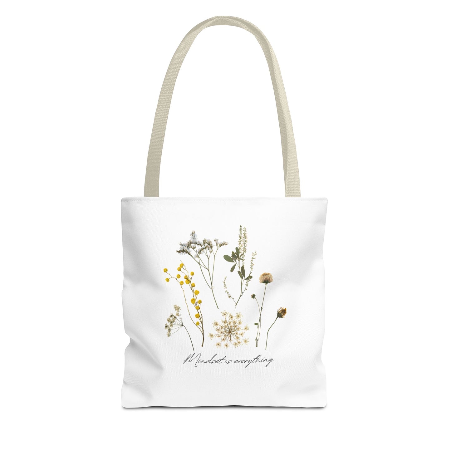Motivational Floral Tote Bag – Inspirational Art Tote with Mindfulness Design for a Relaxing, Positive Vibe
