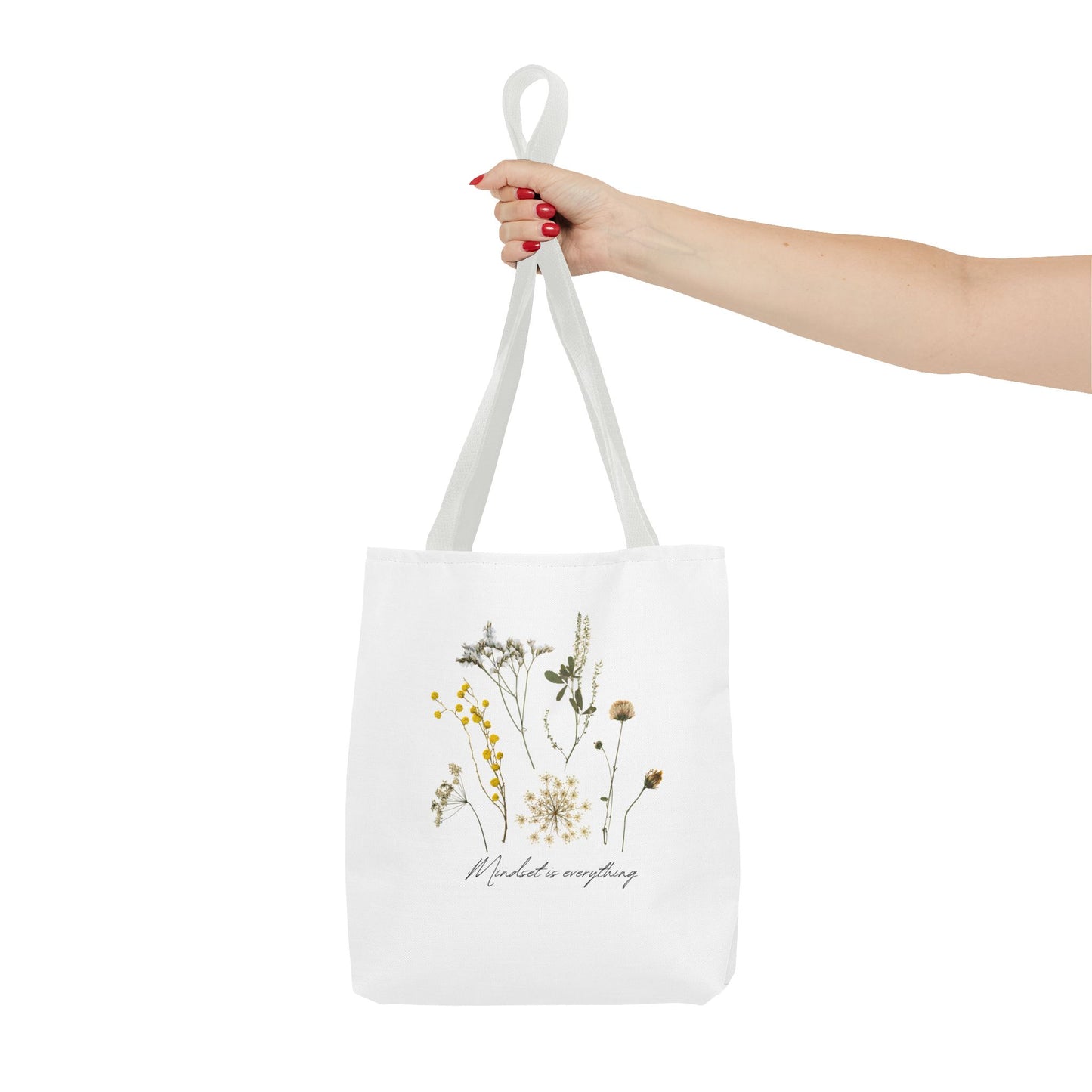 Motivational Floral Tote Bag – Inspirational Art Tote with Mindfulness Design for a Relaxing, Positive Vibe