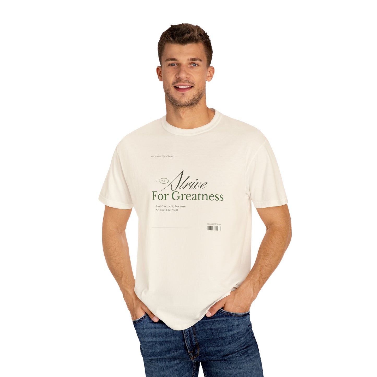 Motivational Garment-Dyed Tee - 'Strive For Greatness' | Unisex Comfort