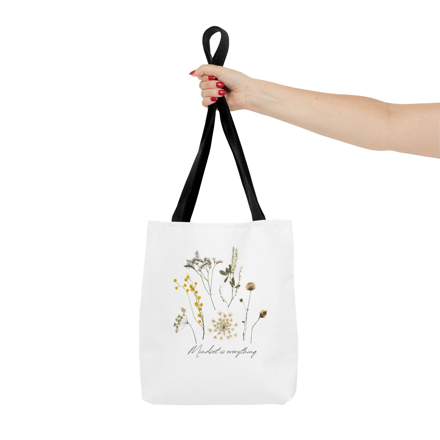 Motivational Floral Tote Bag – Inspirational Art Tote with Mindfulness Design for a Relaxing, Positive Vibe